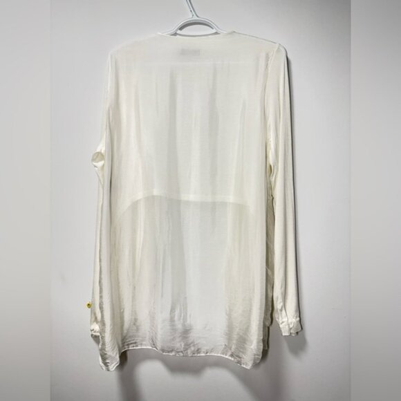 M Made in Italy 100% Silk Elegant Open Front Long Sleeve Cardigan size L - Picture 7 of 10